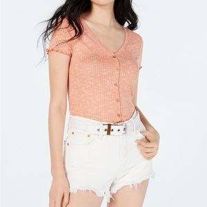 Crave Fame Juniors' Lettuce-Edge Crop Top